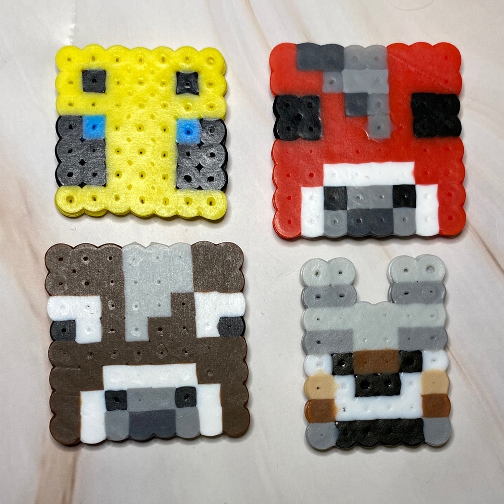 Handmade Perler Bead Minecraft Animal Magnet Set